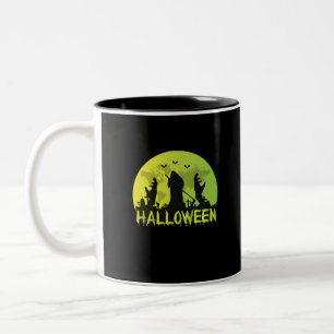 Tasse 2 Couleurs Halloween-éffrayant-sorcière-mignon-crâne-noir-drô