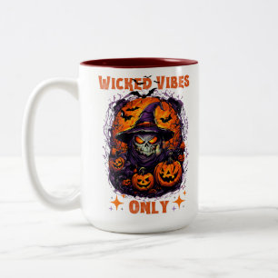 Tasse 2 Couleurs Halloween : Éffrayant Wiches sourires et Citrouill