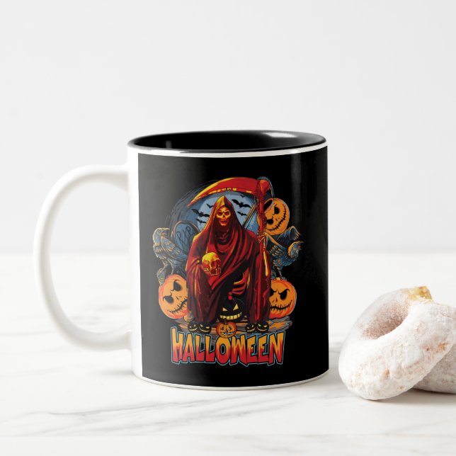 Tasse 2 Couleurs Halloween Evil skeleton (Avec donut)