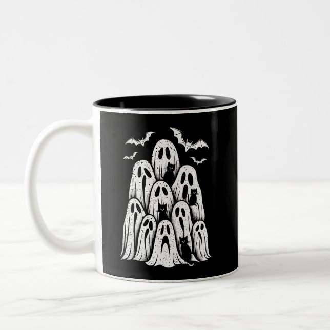 Tasse 2 Couleurs Halloween Ghost Chats Lover automne Éffrayante sai (Gauche)