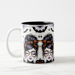 Tasse 2 Couleurs Halloween Messy Bun Woman
