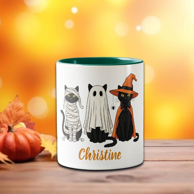 Tasse 2 Couleurs Halloween noir chats fantômes (Créateur téléchargé)