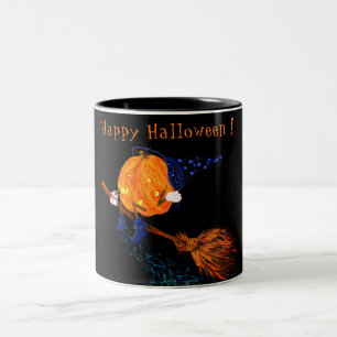 Tasse 2 Couleurs Halloween sorcière Citrouille volant avec chambre