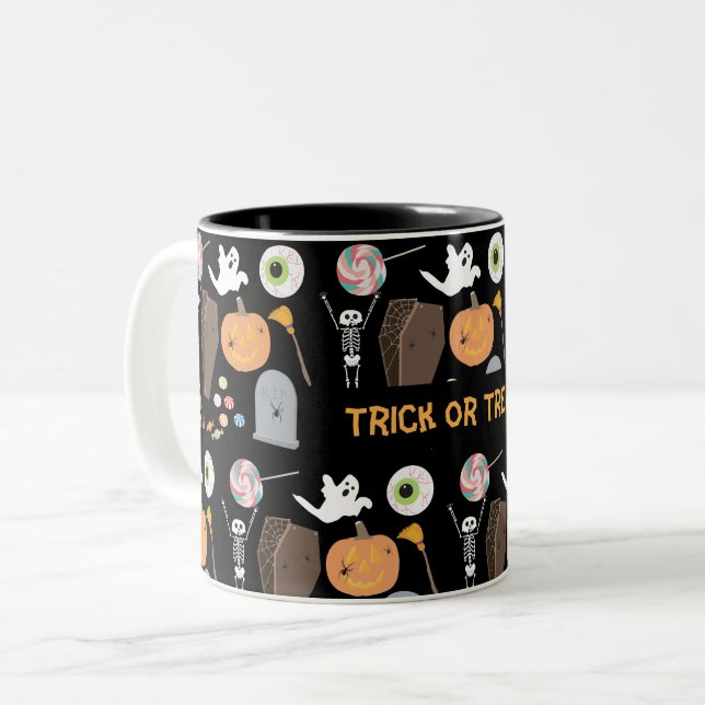 Tasse 2 Couleurs Halloween Trick ou Treat (Devant gauche)