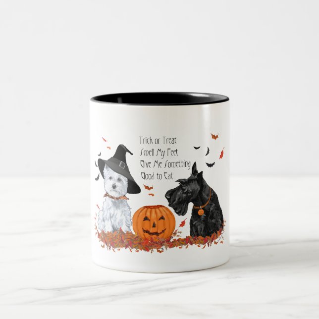 Tasse 2 Couleurs Halloween Westie et Scottie (Centre)