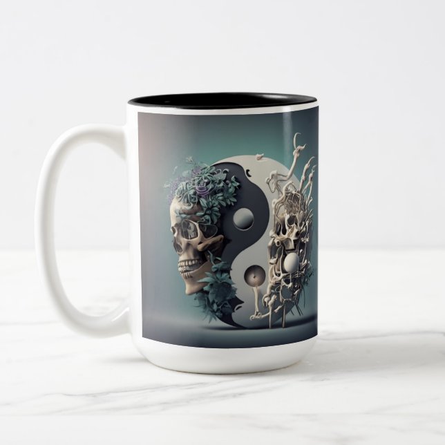 Tasse 2 Couleurs Halloween Yin-Yang Skeleton Fusion (Gauche)
