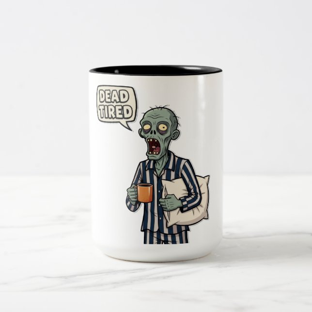 Tasse 2 Couleurs Halloween Zombie morte et fatigué (Centre)