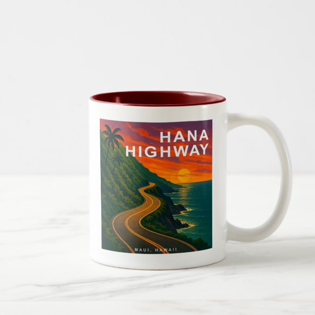 Tasse 2 Couleurs Hana Highway Maui Hawaii Coucher de soleil (Droit)
