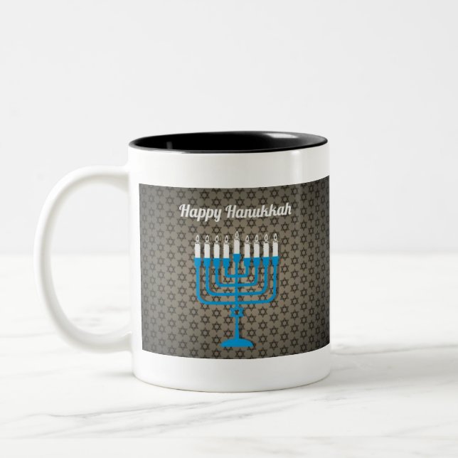 Tasse 2 Couleurs hanoukka noir heureux (Gauche)