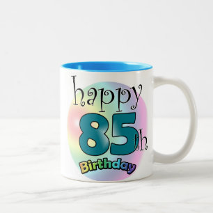 Tasse 2 Couleurs Happy 85th Birthday (bleu)