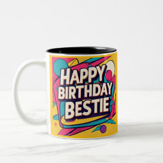 Tasse 2 Couleurs Happy Birthday Bestie - Pop Art