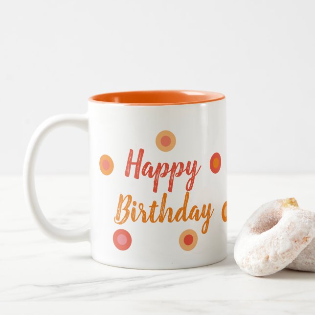 Tasse 2 Couleurs Happy Birthday Orange (Avec donut)