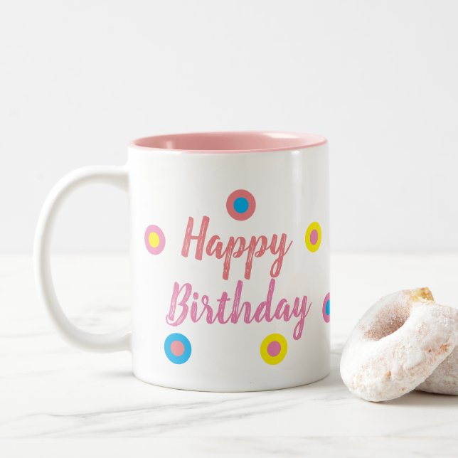 Tasse 2 Couleurs Happy Birthday Pink (Avec donut)