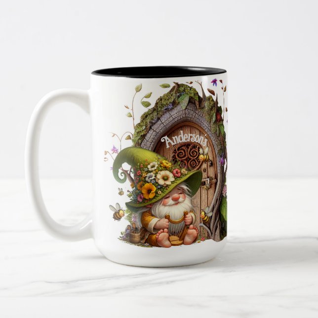Tasse 2 Couleurs Happy Gnome Facultatif Personnaliser (Gauche)