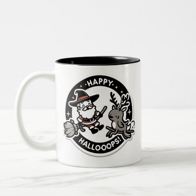 Tasse 2 Couleurs Happy Hallo-Oops! Santa Dressed as a Witch, Deer (Gauche)