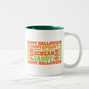 Tasse 2 Couleurs Happy Halloween Art Texte élégant