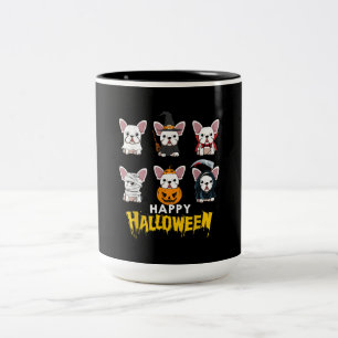 Tasse 2 Couleurs Happy Halloween Funny Chiens Costume mignon Bulldo