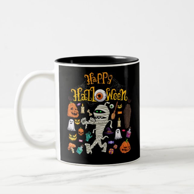 Tasse 2 Couleurs Happy Halloween Scary Retro (Gauche)