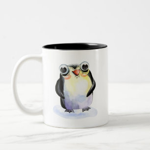 Tasse 2 Couleurs Happy Penguin aquarelle illustration Collectible