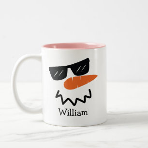 Tasse 2 Couleurs Happy Snowman visage Personnalisé Nom Vacances De