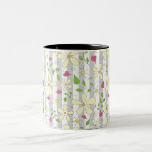 Tasse 2 Couleurs Happy spring chamomile daisy design floral