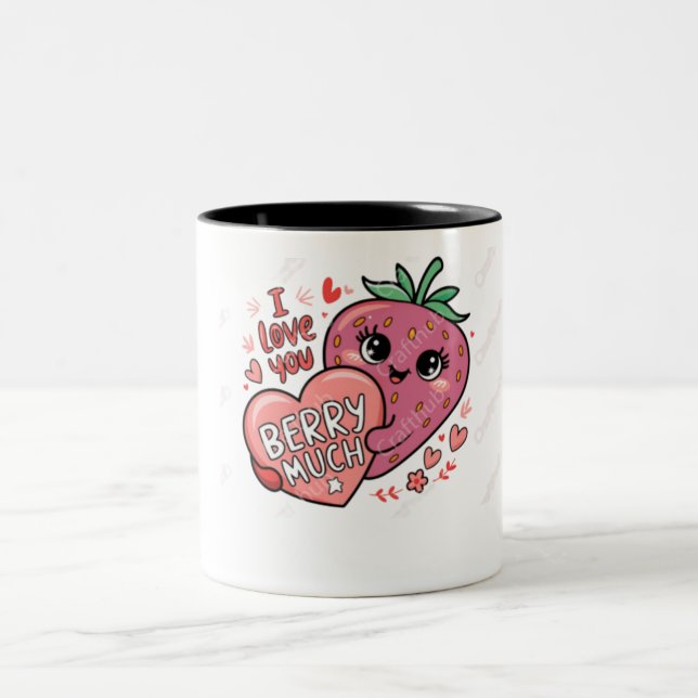 Tasse 2 Couleurs happy valentine fraise amour Musique (Centre)