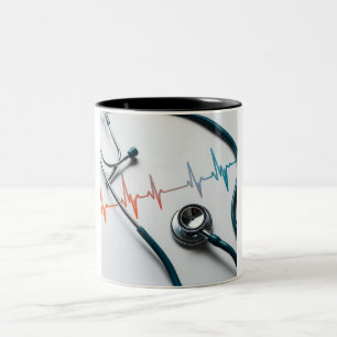 Tasse 2 Couleurs Harmonie des battements de cœur : Stéthoscope avec