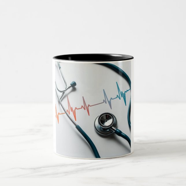Tasse 2 Couleurs Harmonie des battements de cœur : Stéthoscope avec (Centre)