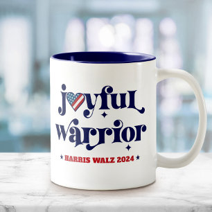 Tasse 2 Couleurs Harris Walz Joyful Warrior USA Flag Heart Blanc