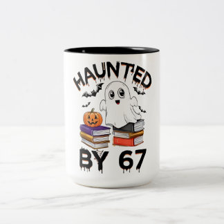 Tasse 2 Couleurs Haunted by 67 - Drôle Citrouille de fantôme Boo Ha