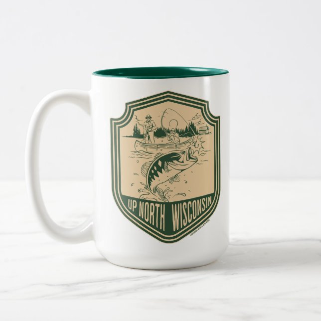 Tasse 2 Couleurs Haut du Wisconsin Nord Badge de pêche (Gauche)