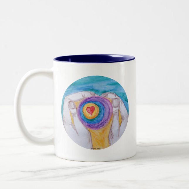 Tasse 2 Couleurs Heart in Hands Cir No-Saying; titled; dig signed (Gauche)