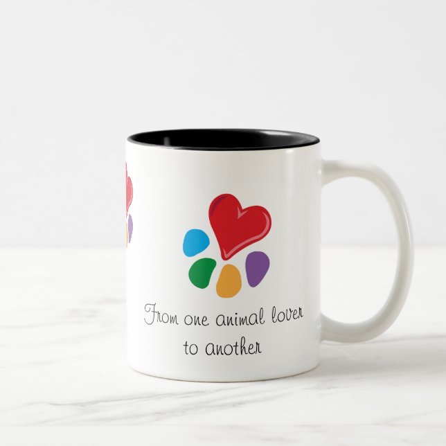 Tasse 2 Couleurs Heart-Paw_ "d'un amoureux des animaux" Valentine (Droit)