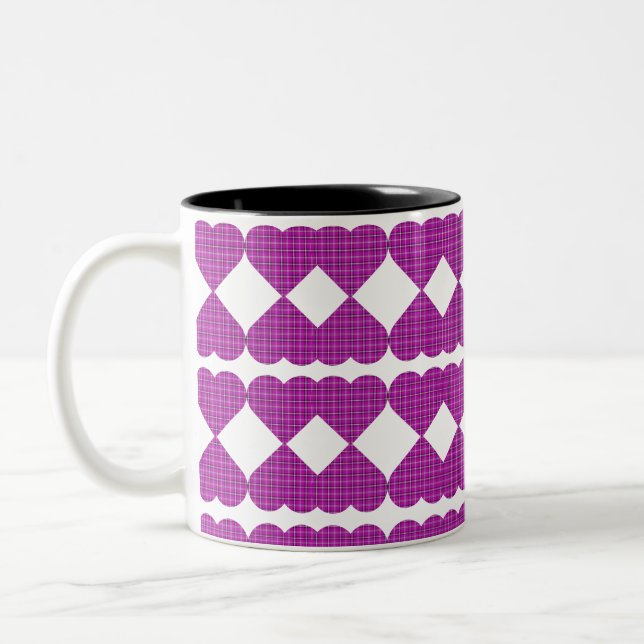 Tasse 2 Couleurs Heart Plaid Purple Black Pink (Gauche)