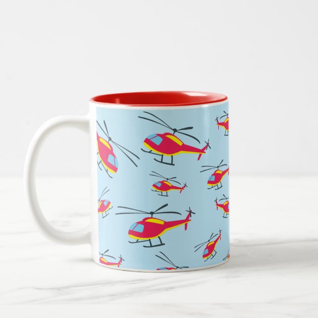 Tasse 2 Couleurs Hélicoptère volant mignon (Gauche)