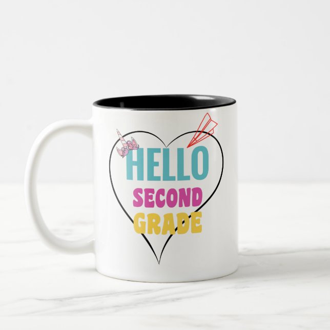 Tasse 2 Couleurs Hello deuxième grade (Gauche)