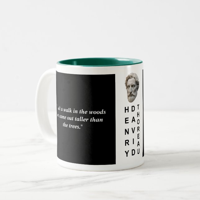 Tasse 2 Couleurs Henry David Thoreau Citation personnalisée Philoso (Devant gauche)