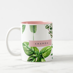 Tasse 2 Couleurs Herbes de jardin personnalisées pastel luxuriantes