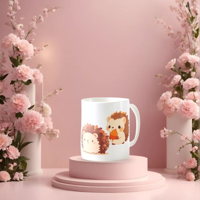 Tasse 2 Couleurs Hérisson d'automne mignon - Kawaii animaux de forê (Créateur téléchargé)