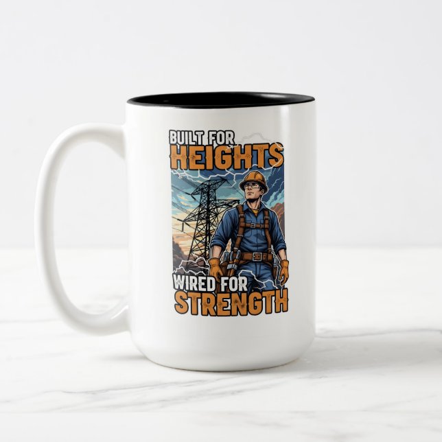 Tasse 2 Couleurs Heroic Lineman Power Line Worker Birthday Gift (Gauche)
