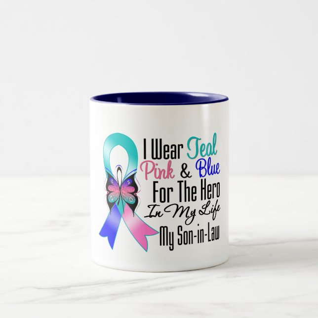 Tasse 2 Couleurs Héros de ruban de cancer de la thyroïde mon (Centre)