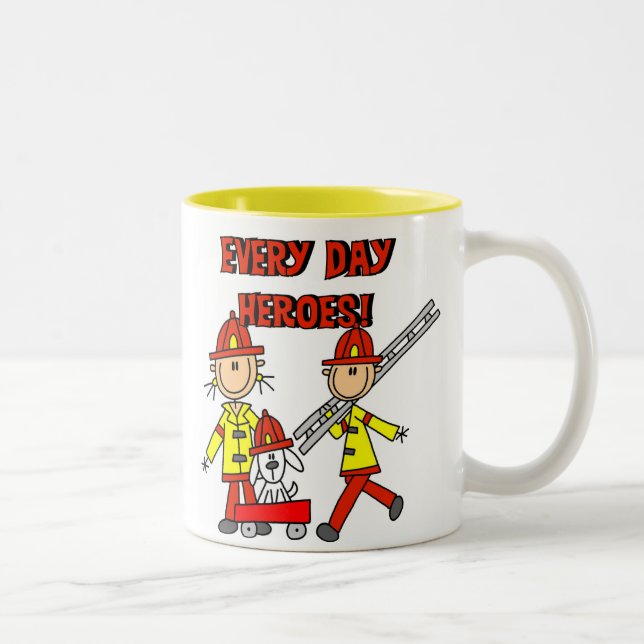Tasse 2 Couleurs Héros des pompiers (Droit)