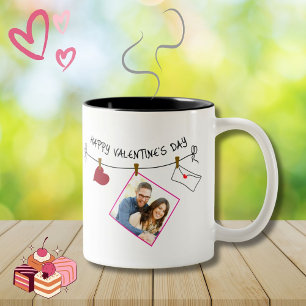 Tasse 2 Couleurs Heureuse Sainte-Valentin personnalisé photo amour 