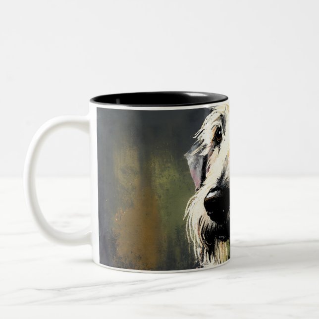 Tasse 2 Couleurs Heureux Wolfhound irlandais (Gauche)