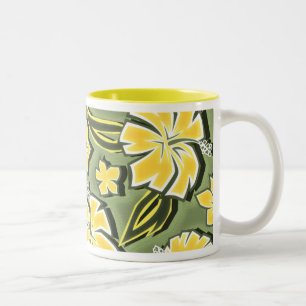Tasse 2 Couleurs Hibiscus de bois Hawaiian Tropical Print