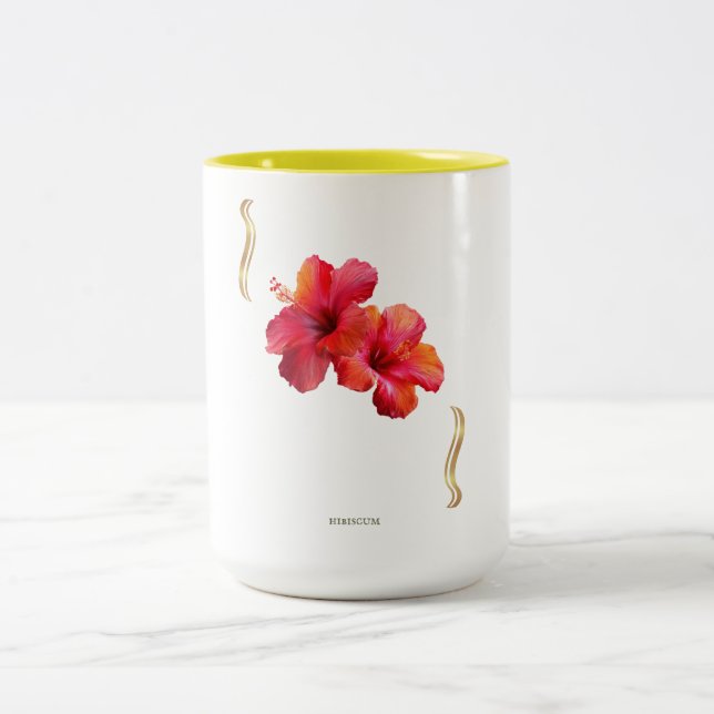 Tasse 2 Couleurs Hibiscus Floral Design – Tropical (Centre)