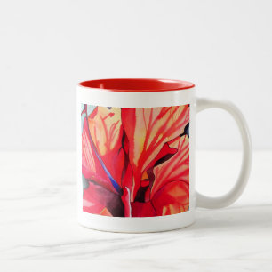 Tasse 2 Couleurs Hibiscus rouge fleurs tropicales aquarelle art