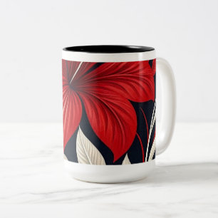 Tasse 2 Couleurs Hibiscus Tropical Floral Rouge Gras