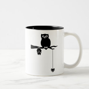 Tasse 2 Couleurs Hibou-Batte-Araignée Halloween éffrayant