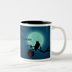Tasse 2 Couleurs Hibou de citrouille de nuit de Halloween